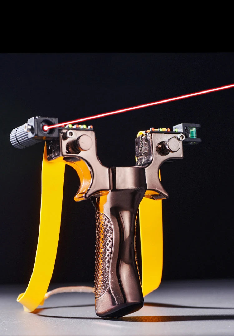 Laser Aiming Resin Slingshot with Flat Rubber Band Set Catapult Outdoor Professional Hunting Shooting Sling Fishing Accessories