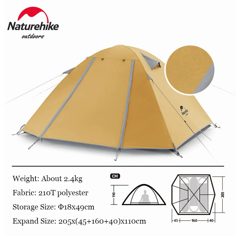 Naturehike Ultralight Tent 3-4 Person Waterproof Camping hiking tent Outdoor Double Layer Hiking Fishing Tourist Beach Tents