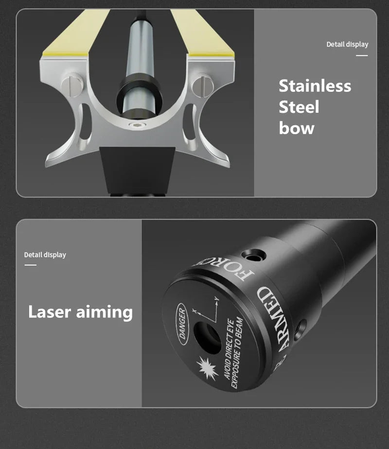 Straight Rod High Precision Telescopic High Power Red Laser Flat Rubber Band Stainless Steel Outdoor Hunting Catapult Slingshot