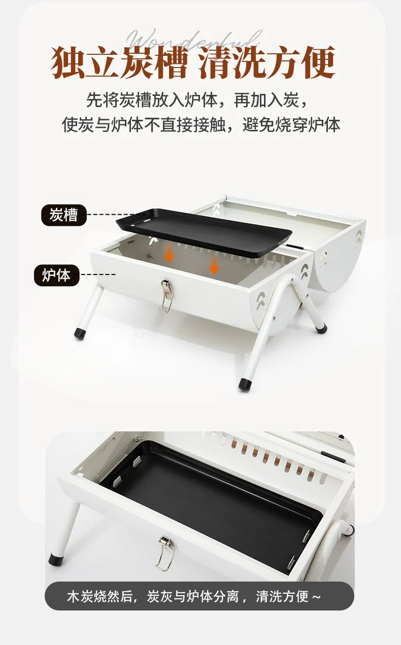 Multifunction  Portable Dual Purpose BBQ Grill Heating Stoves Camping Barbecue Grill Rack Net Firewood Stove Ironwork BBQ Grill