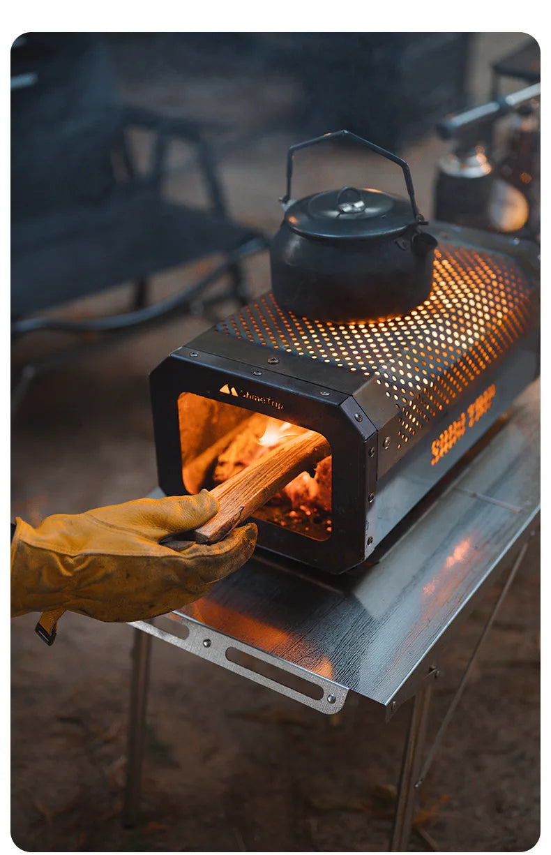 ShineTrip Outdoor Camping Stove Beacon Tower Desktop Barbecue Stove Stainless Steel Strong Firewood Burner Camping Furnace