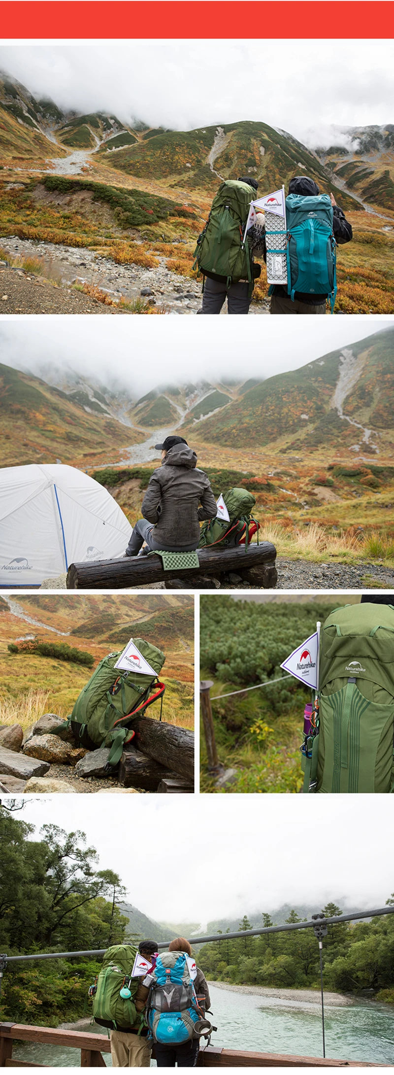 Naturehike-Camping Hiking Backpack with External Frame, 65L Large Capacity, Trekking, Mountaineering, Climbing Bag, 55L