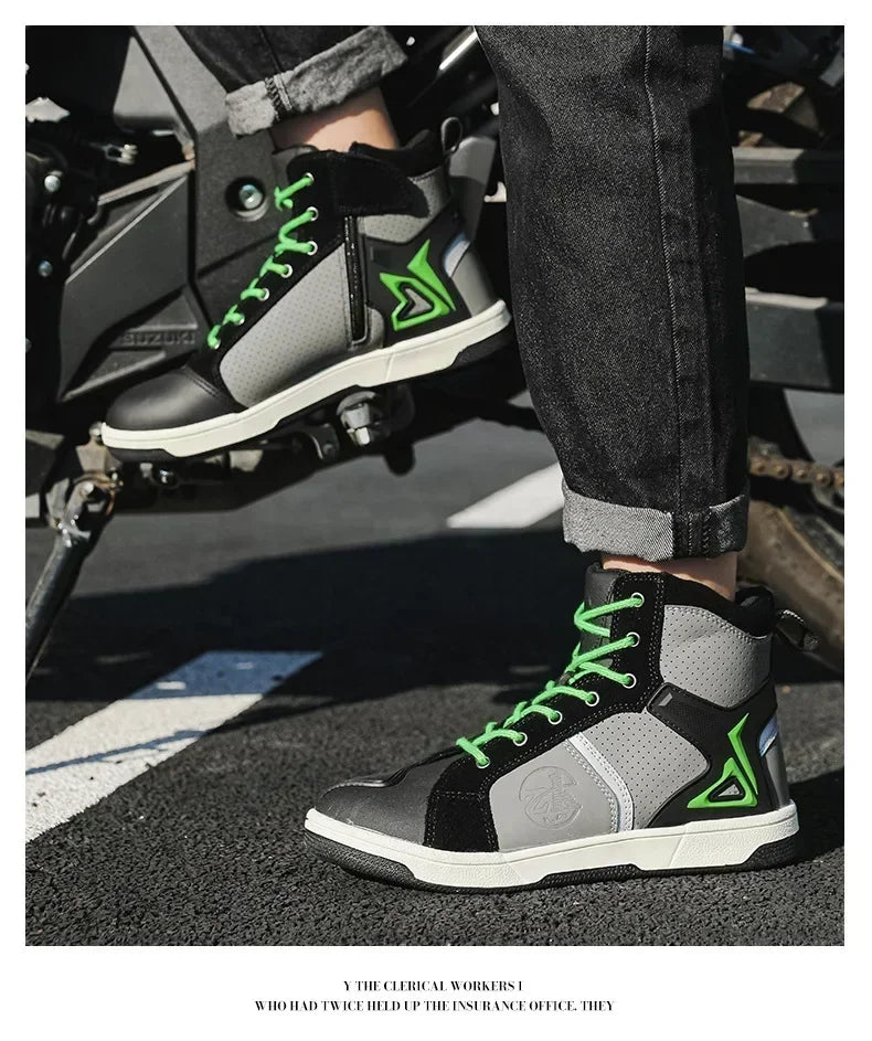 Men's Red Casual Motorcycle Boots – Summer Off-Road Riding Shoes, Motocross Style – Compatible with BMW & Honda Motorbikes