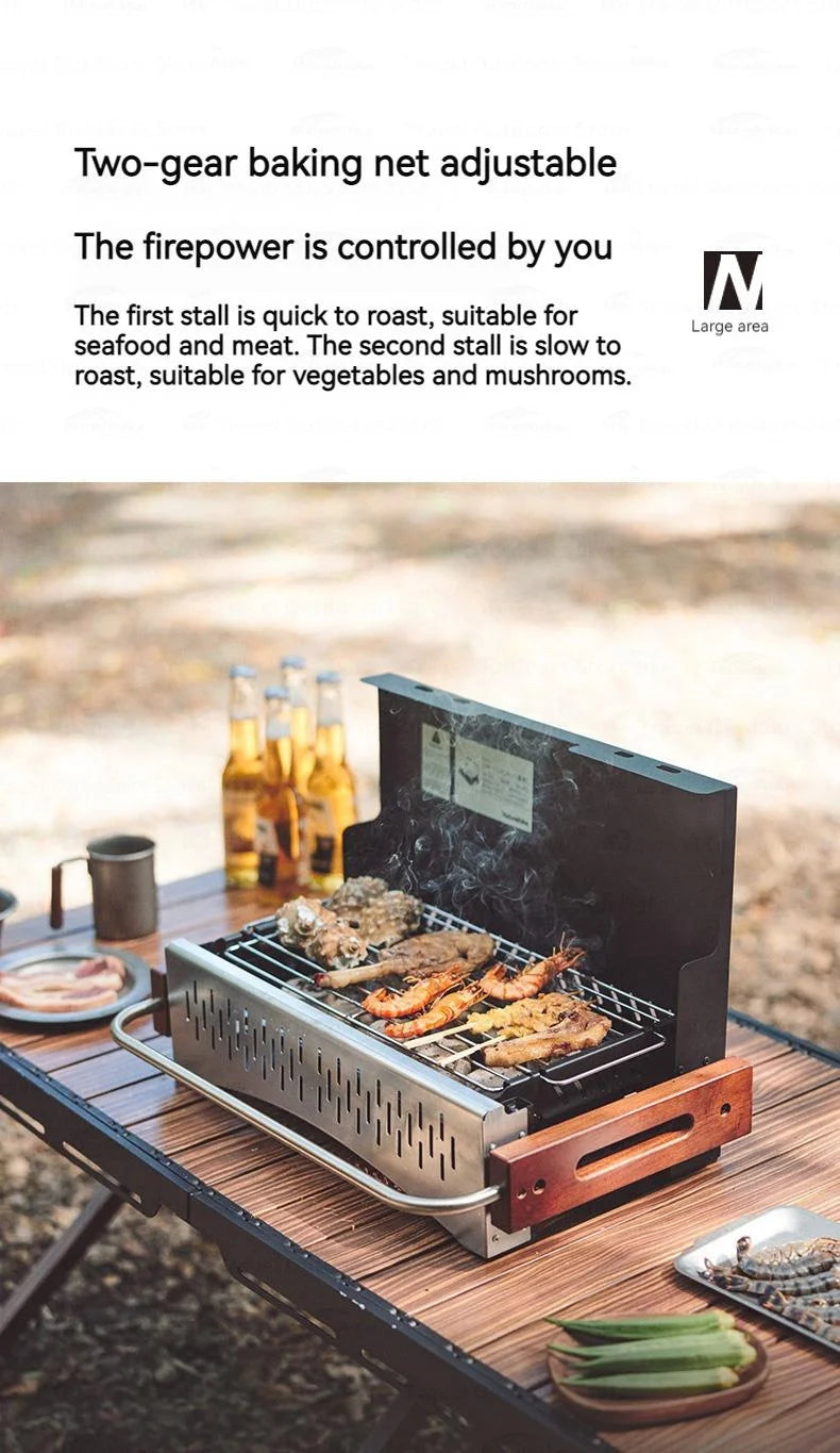 Naturehike Upgrade Barbecue Grill Lightweight Folding Portable Charcoal Burner Camping Outdoor Picnic Tabletop Cooking Stove Box