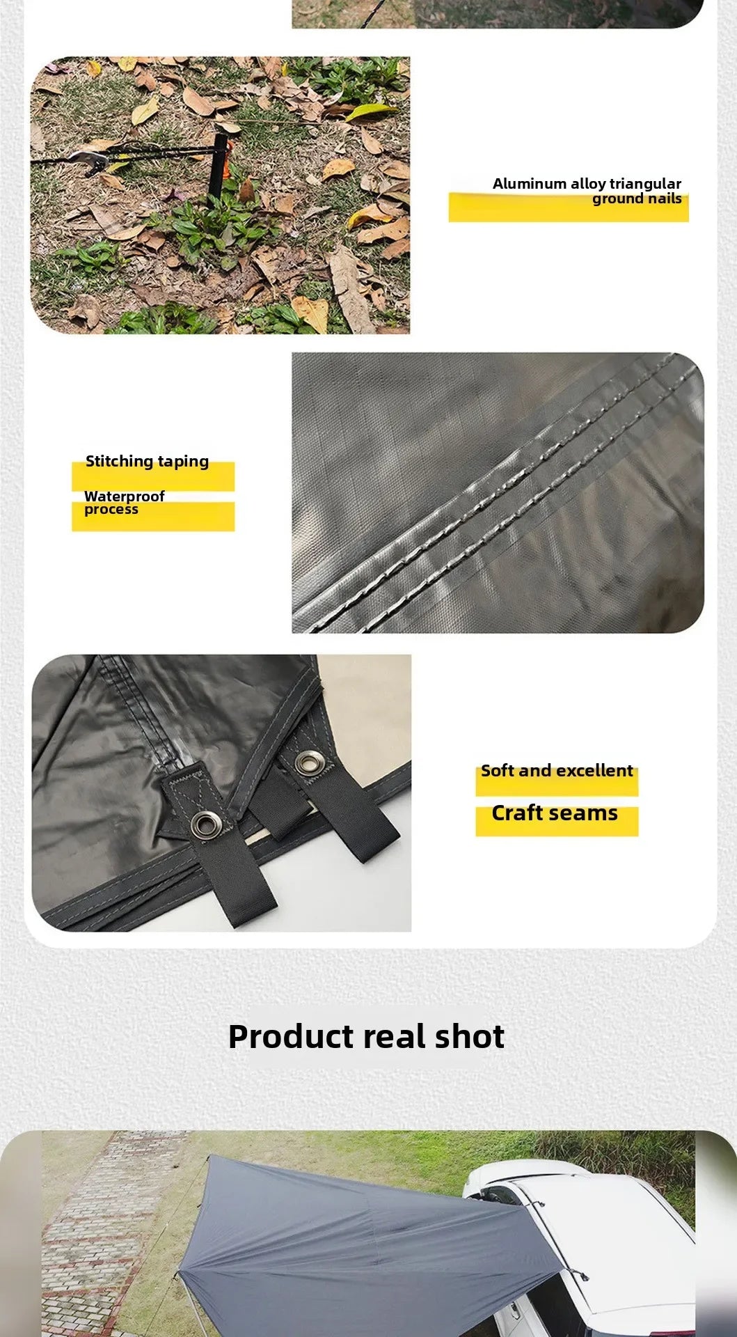 Outdoor Camping Car Side Canopy Awning Waterproof Tarp Tent Shade Outdoor Camping Car Awning Side Pergola Car Tail Tent Canopy