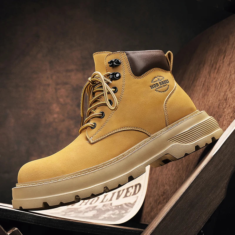 New Arrival Mens Ankle Boots Fashion Comfortable Motorcycle Boots Leisure Walk Male Basic Boots Outdoor High Top Shoes Sneakers