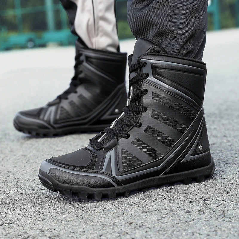 Men's Motorcycle Boots New Breathable Stripe Motos Riders Shoes Outdoor Motocross Protective Boots Hiking Non-slip Sports Shoes