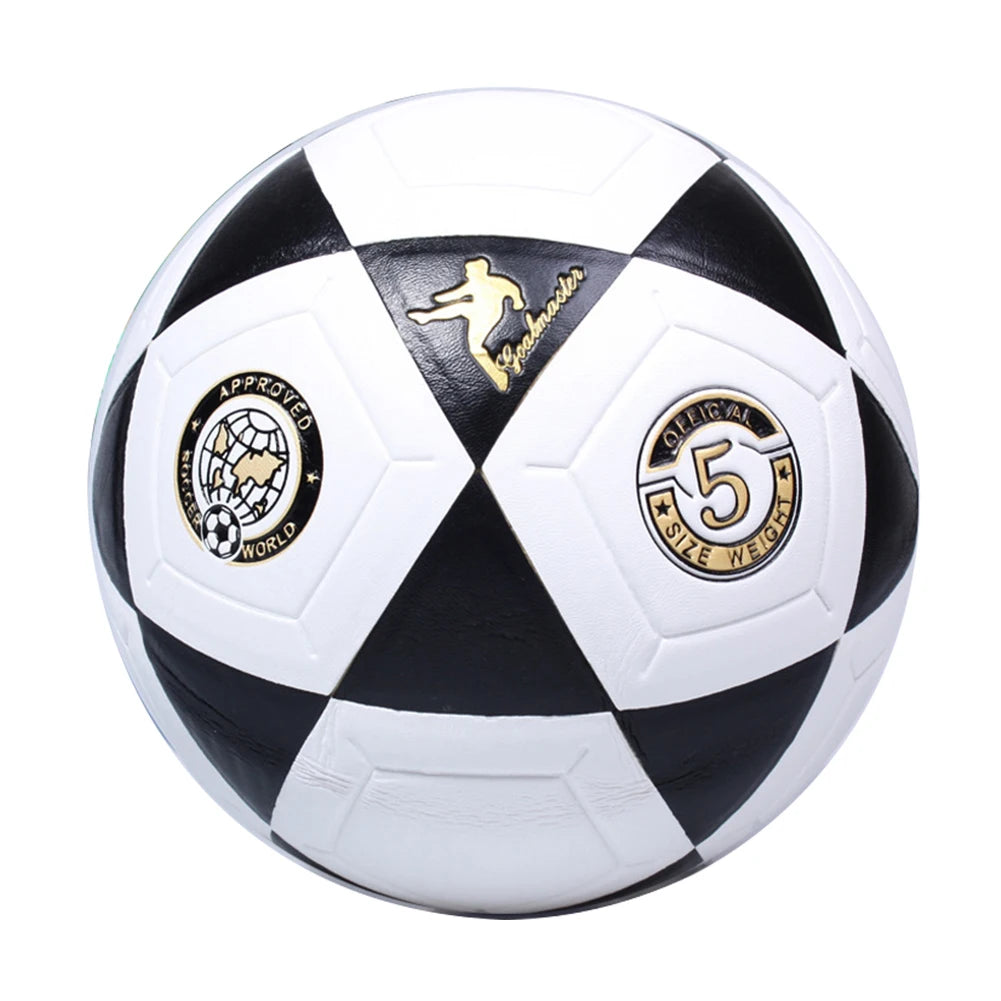 Size 5 Soccer Ball Youth Soccer Ball Machine Stitched School Competition Football Black Triangle Print for Outdoor Sports