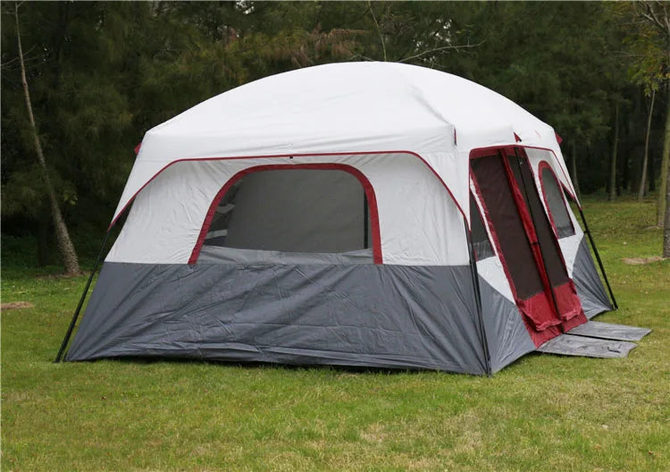Custom China Travel 4 Season La Tente 2 Rooms Camping Tents 12 Persons Waterproof Outdoor Family Big Camping Tent for 12 Persons