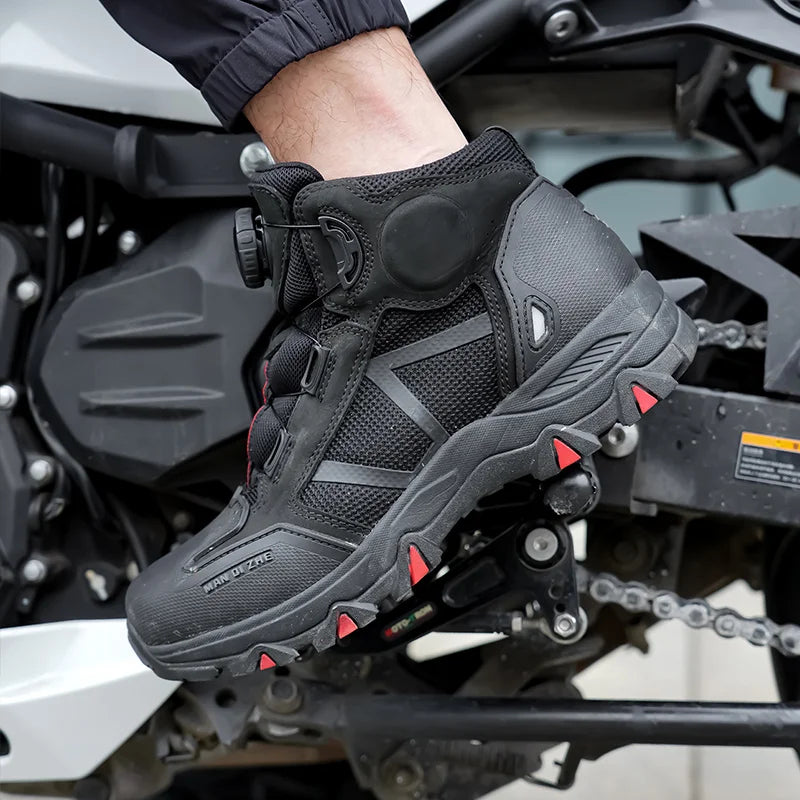 FEHER MQZ Series Motorcycle Boots Breathable Lightweight Non-slip Rotating Lace Up System Hiking Shoes for Riding and Climbing