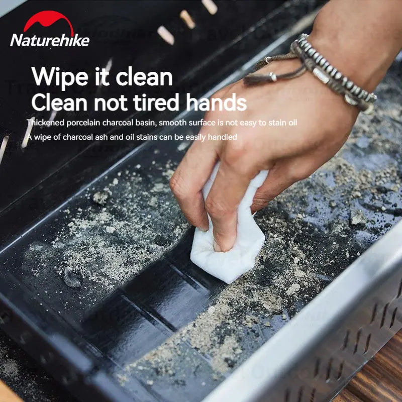 Naturehike Outdoor Portable Folding BBQ Grill Camping Enamel Charcoal Stove Ultralight Travel Picnic 4-8 Person Barbecue Stove