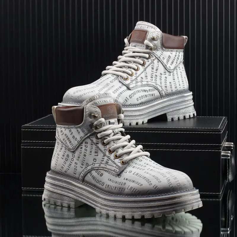 Motorcycle cycling shoes Ankle Boots Casual Sneaker Leather Shoes Loafers  Boots for Men Sports and Wear Round Toe Army Boots