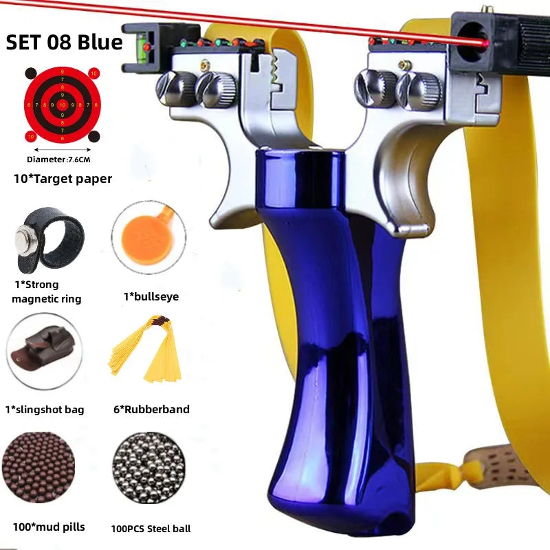 Powerful New Laser Slingshot Upgrade Outdoor Shooting Catapult Double Screw Quick Pressure Rubber Band Toy Hunting Tools Outdoor