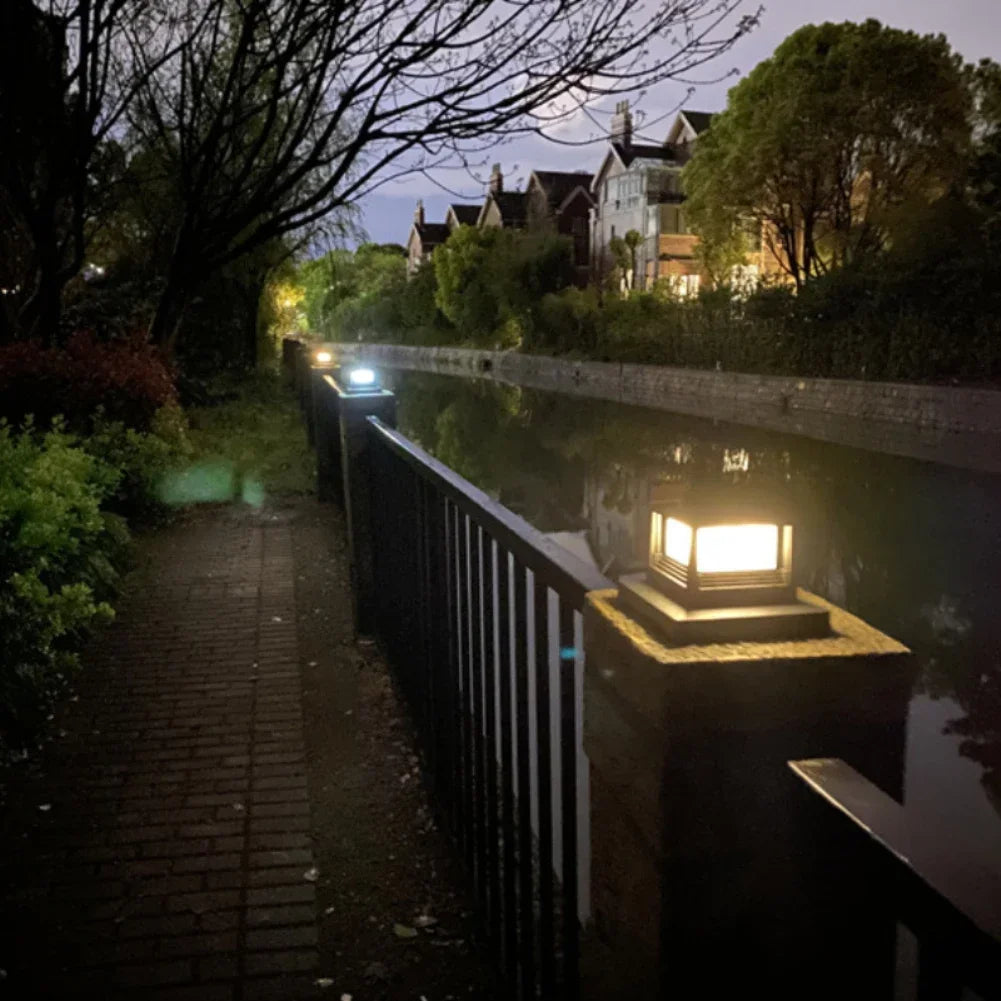 Waterproof Led Light Fence Lamp Solar Panel Pipe Garden Street Solar Powered Landscape Lamp Light Hot Solar Pillar Post Cap New