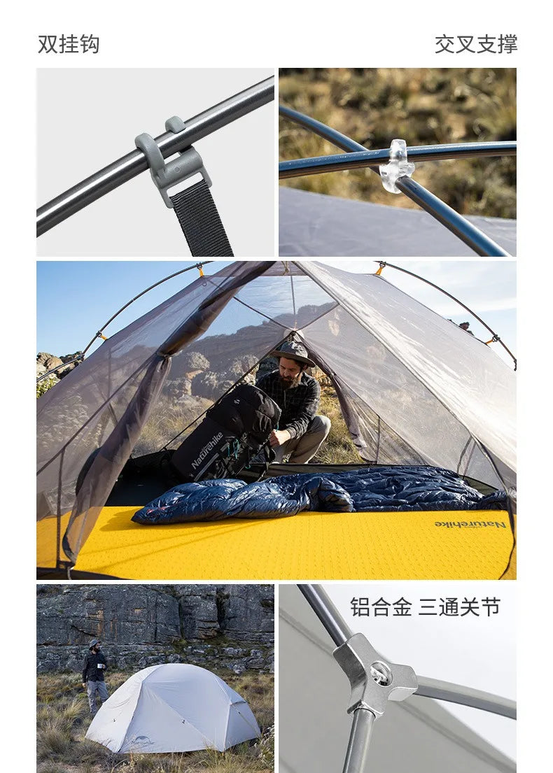 Naturehike-Mongar 2 Tent, Ultralight Double-Person Tent, Professional Outdoor Camping, Mountaineering, Windproof and Rainproof