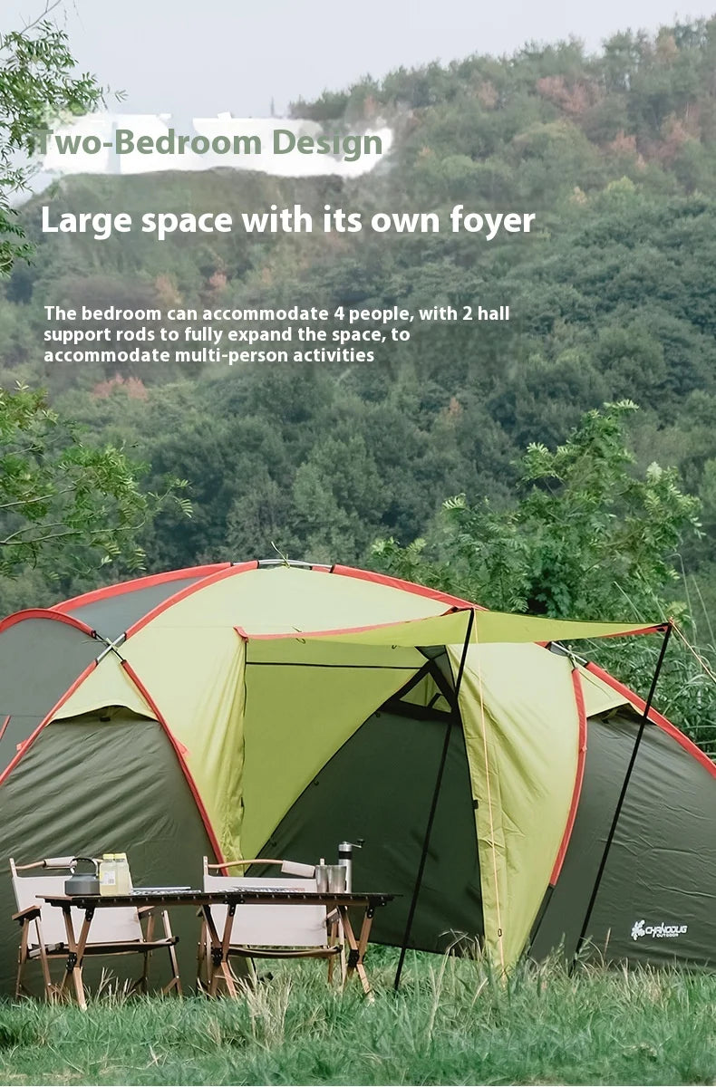 Tunnel Tent Outdoor Two Rooms and One Hall Thickened Windproof and Rainproof Tent Camping Sun Screen Tent душевая палатка