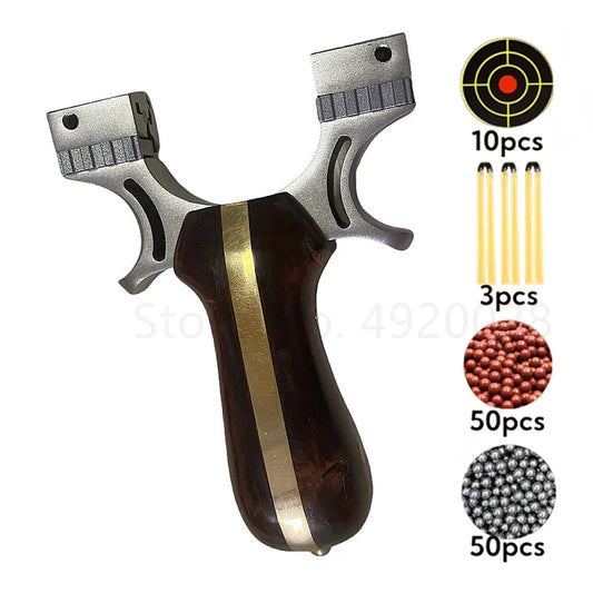 Adult Shooting Slingshot Outdoor Hunting Toy Stainless Steel Slingshot Traditional Rubber Band Hunting Catapult