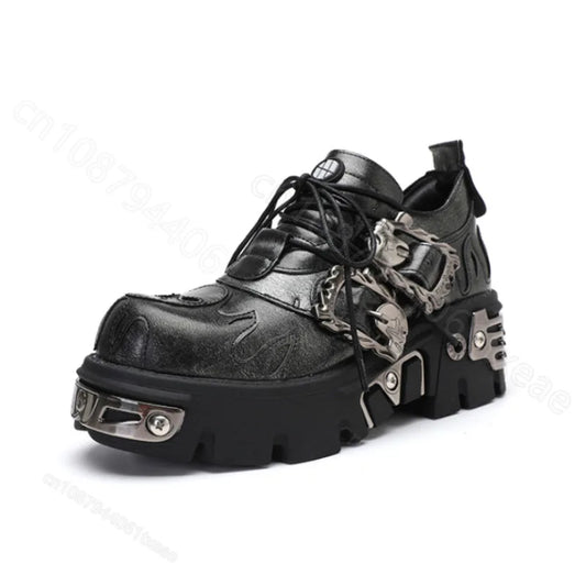 Soled Motorcycle Boots for Women, European and American Short Boots, Retro Lace Up Short Boots Dark gray flame flower shoes