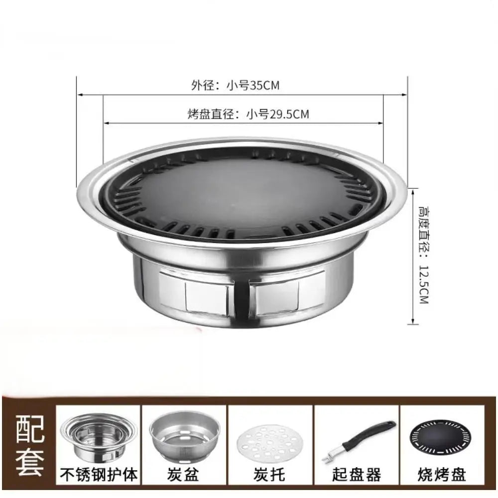 Japanese Korean Stainless Steel Hibachi BBQ Picnic Table Round Grill Outdoor & Indoor Barbecue Stove Cooker Portable