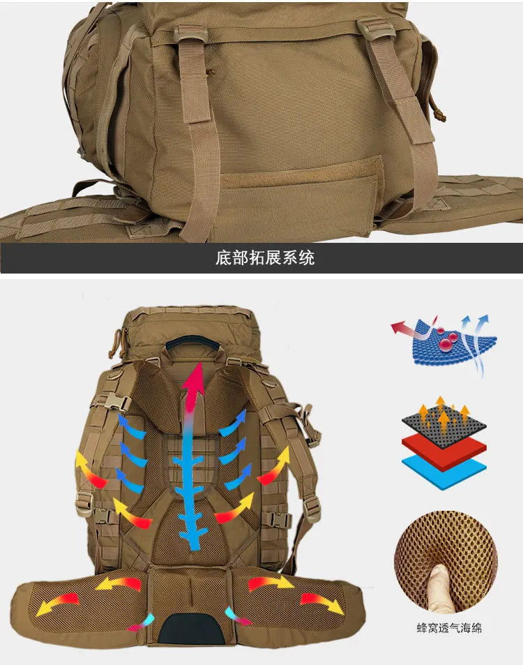 90L Outdoor Camping Tactical Backpacking Large Capacity Backpack MOLLE Multifunctional Outdoor Backpack