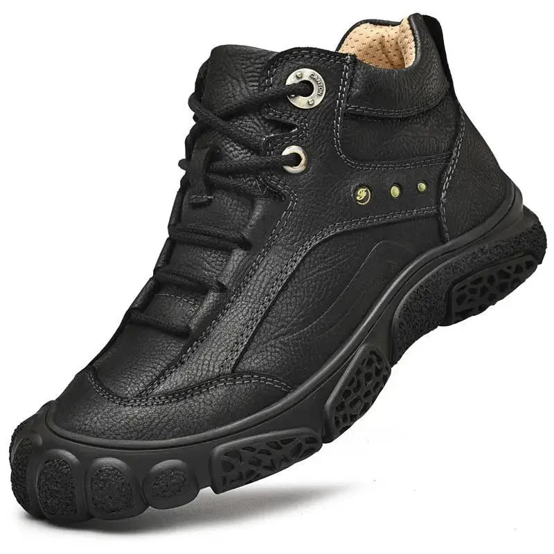 Motorcycle Riding Boots with Winter Velvet Style Warm Waterproof and Non Slip Outdoor Leisure Hiking Shoes Motorcycle Boots