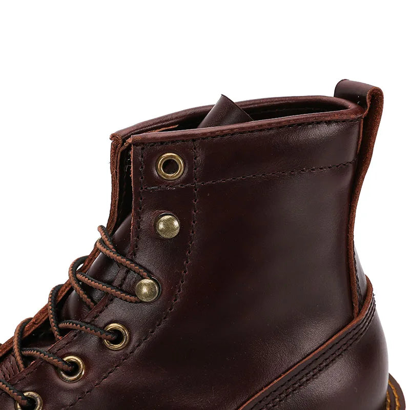 European Short-faced Leather Motorcycle Riding Boots Top Layer Cowhide Men's  Autumn Winter British Trendy Outdoor Shoes Male