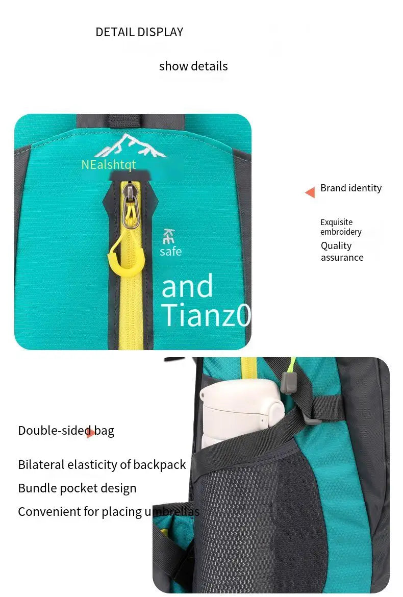 Men Women Outdoor Camping Travel Backpack 40L Water Repellent Climbing Hiking Laptop Daypack Trekking Reflective Strip Back Bags