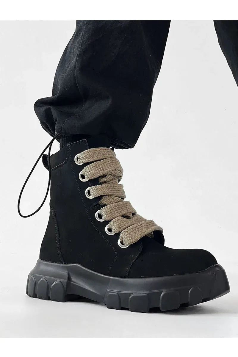 Autumn Motorcycle men Ankle Boots Street Goth Platform Rock Chunky Heels Punk Designer Shoes Knight Short Boots Woman Winter