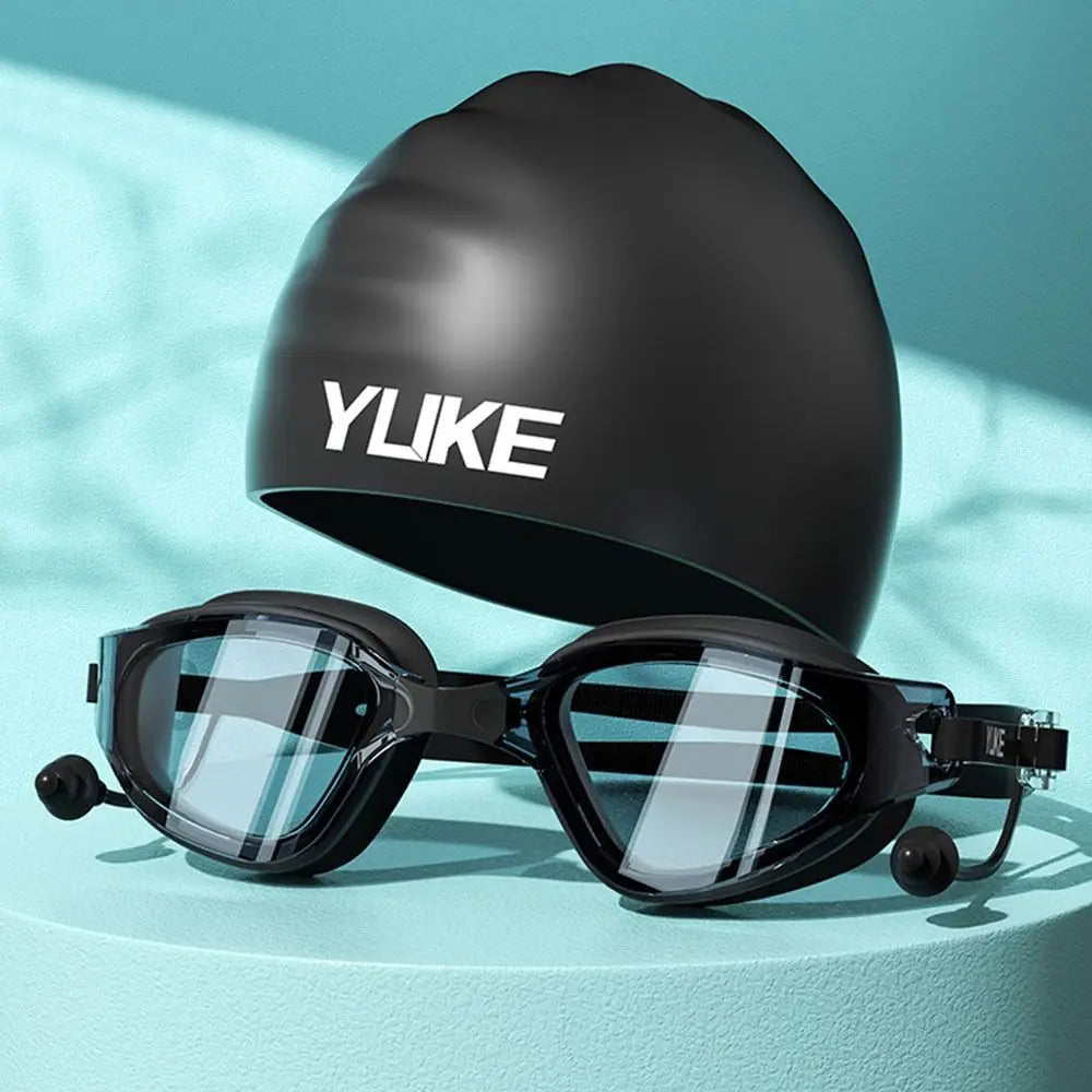 Portable Big Frame Swimming Goggles Silicone Swim Glasses with Earplugs Professional Men Women HD Anti-fog Swimming Eyewear