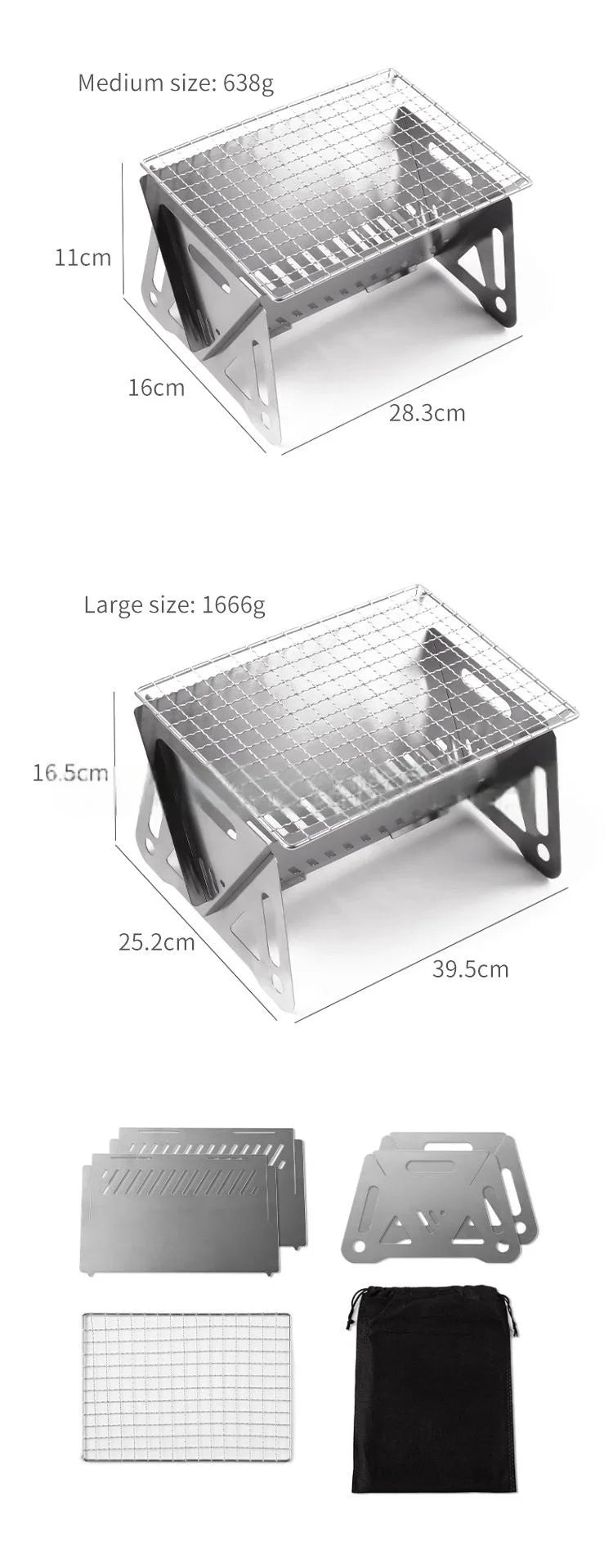 Outdoor Camping Charcoal Barbecue Grill For Party Beach Picnic Bbq Stove , Portable Stainless Steel Bbq Charcoal Grill