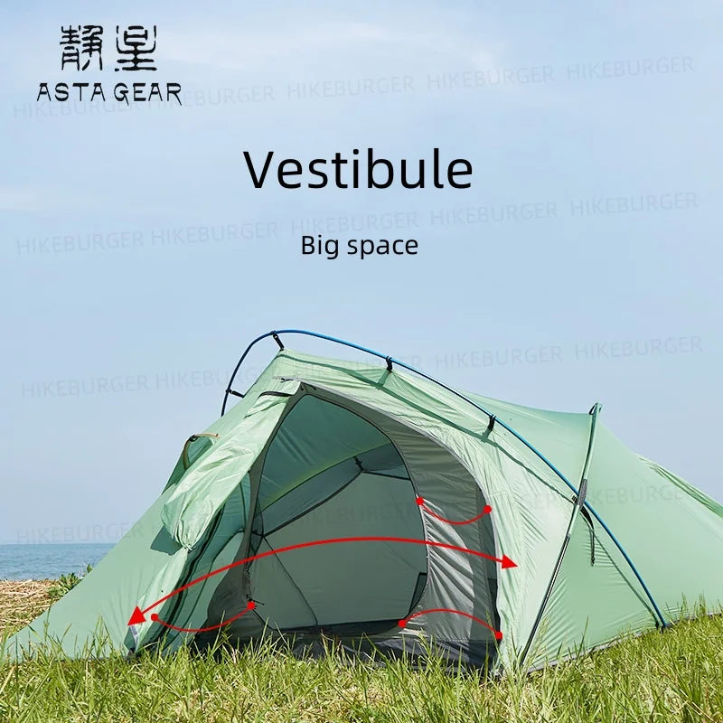 ASTA GEAR Frog2 Windproof Tent Outdoor Camping 2P Silicon Coating Lightweight Tent 10D Nylon Backpack Hiking Windproof Rainproof