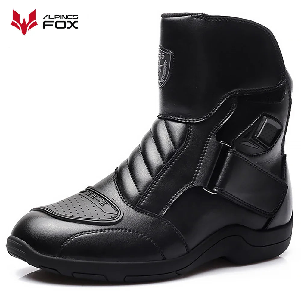 Motorcycle Leather Shoes Moto Boots Racing Bottes Motocross Boots PU Fabric Rubber Sole Wear-resistant Anti-collision Easy Wear