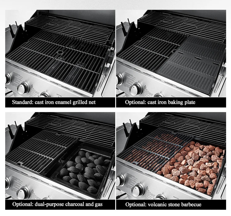 Burner Gas or Charcoal Barbecue Grill for Home Garden Outdoor Parties Vertical Design for Easy Use