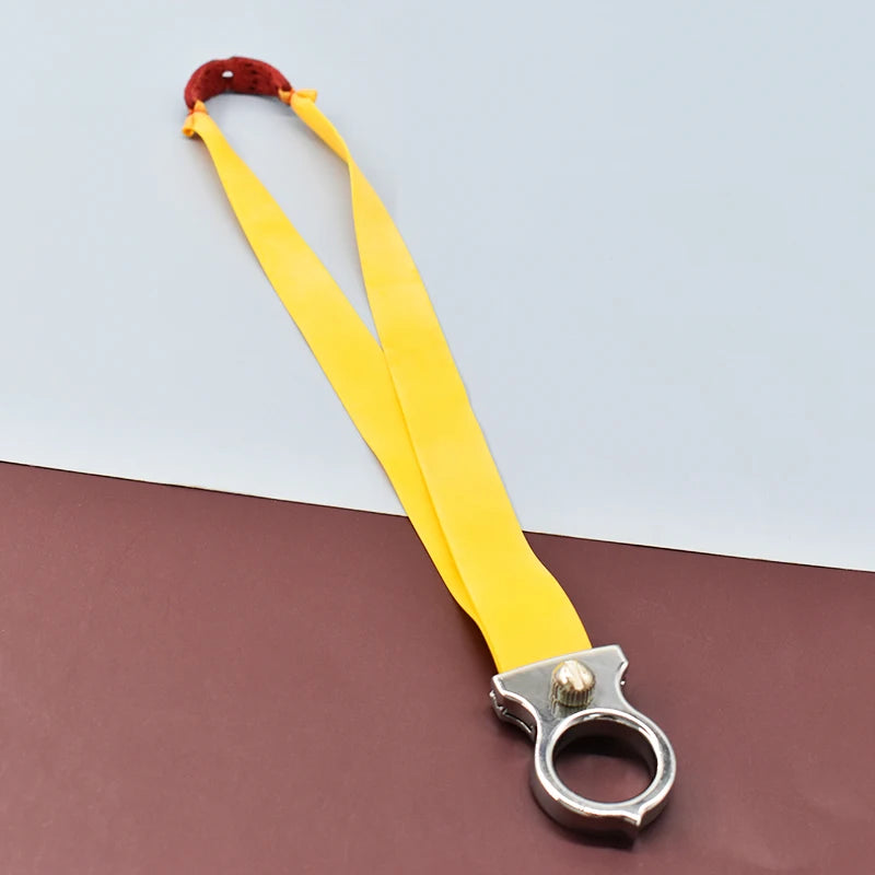 Stainless Steel Ring Pocket Slingshot Ammo Catapult Rapid Fire Slingshot with Rubber Band Finger Hunting Shooting Slingshot