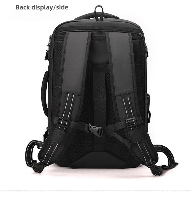 Vacuum Compression Backpack 35L Expandable, Travel Hiking Laptop Bag with Waterproof Cover, Lightweight Daypack for Outdoor