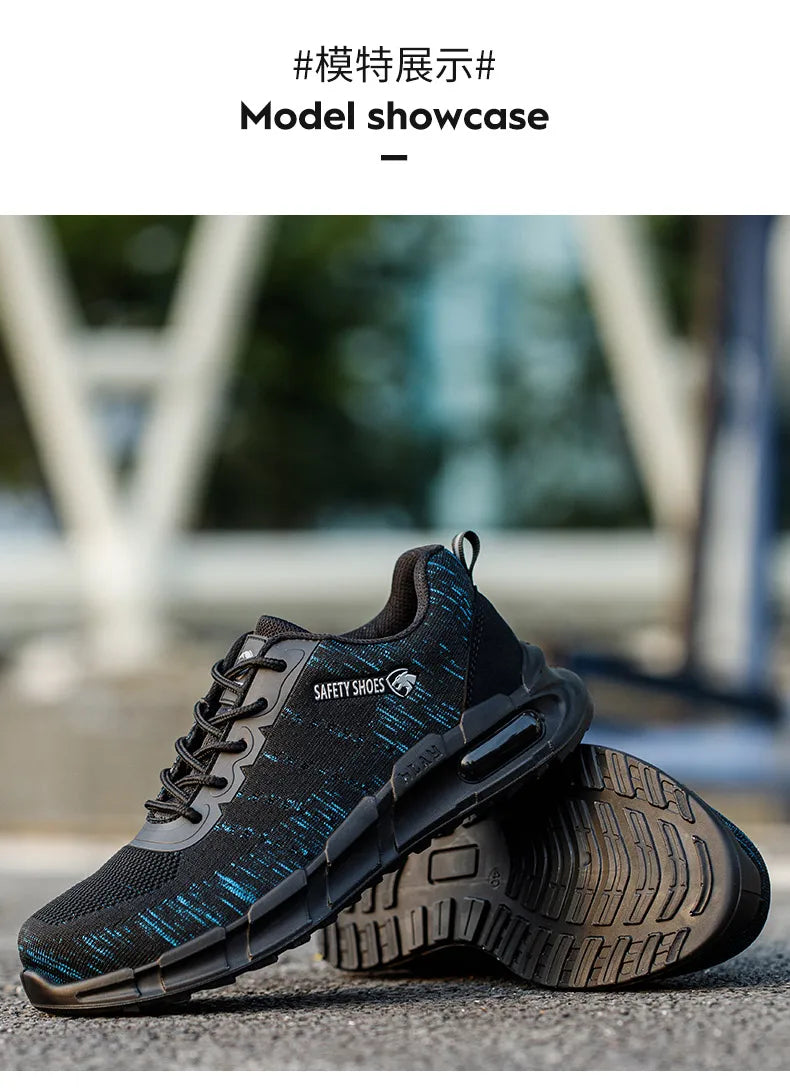 Security Anti-static Men Work Shoes Anti Puncture Anti Smashing Safety Shoes Air Cushion Indestructible Sneakers Breathable Mesh