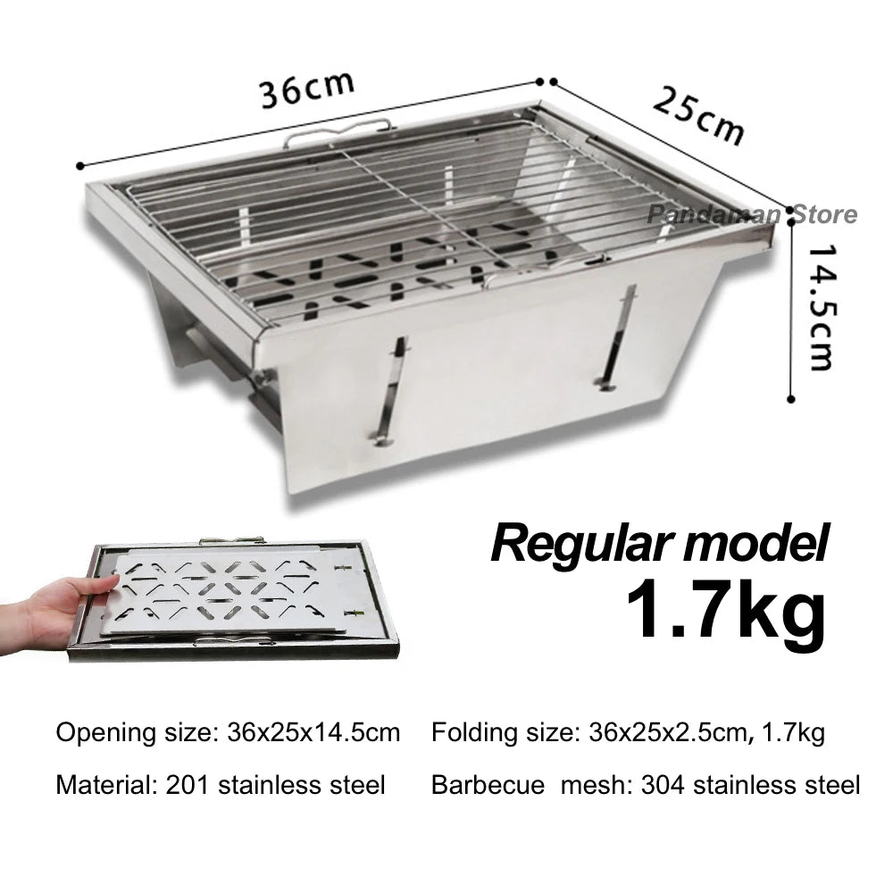 Portable 201 stainless steel outdoor camping picnic tourist tabletop cooking 1unit folding IGT Grill