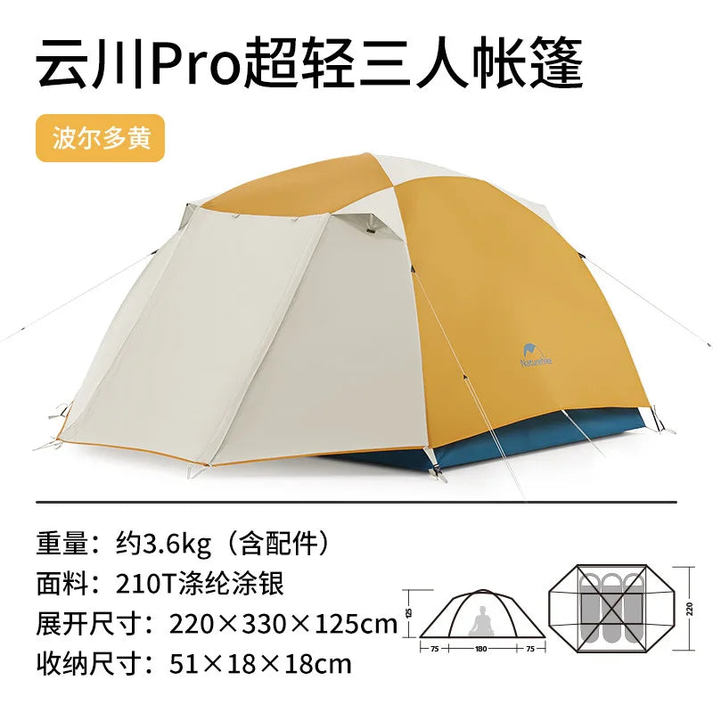 Naturehike-Camping Ultralight Tent, Outdoor Portable, Rainproof and Sun Protection, 2-3 People, Hiking, CNK2300ZP024