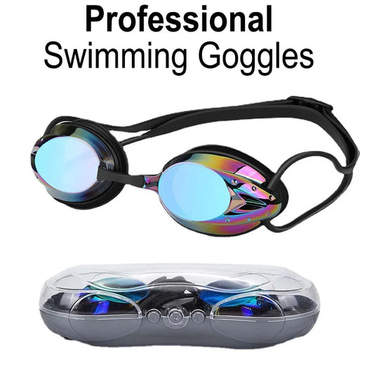 Professional Swimming Goggles Men Women Waterproof Anti-fog Cool Silver Plated Swim Glasses Comfortable Diving Pool Accessories