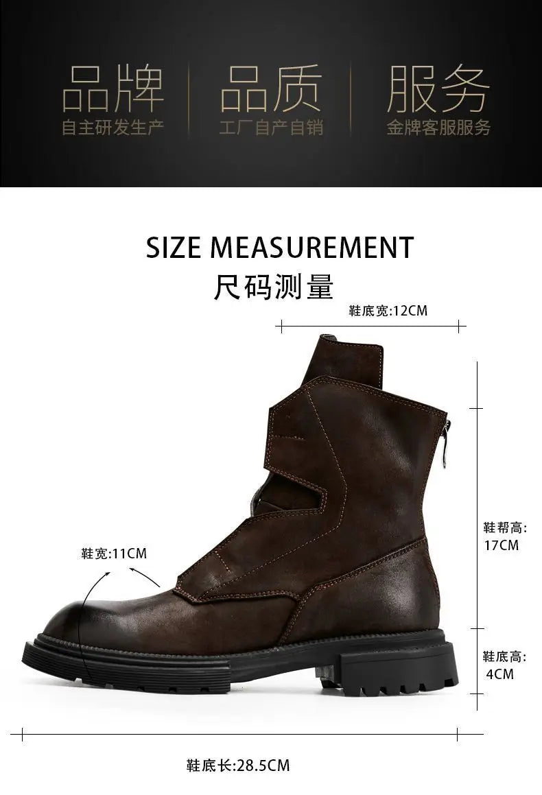 Motorcycle Riding Boots Genuine Leather British Leather Boots High Top Shoes Handmade Retro Men Leather Work Boot