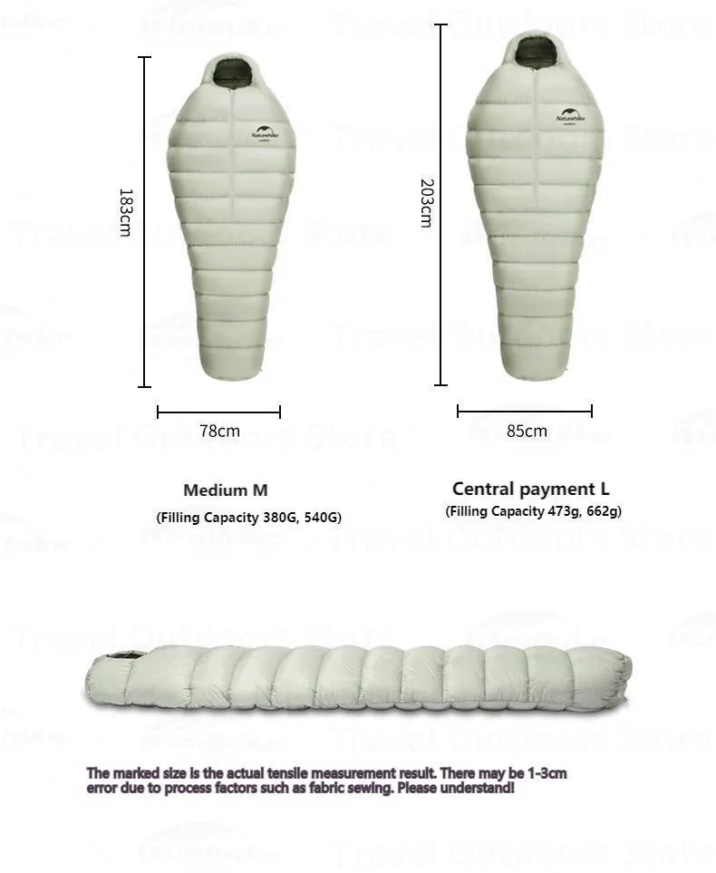 Naturehike Goose Down sleeping bags camping Ultralight Winter Gear Supplies Travel Waterproof folding Comfortable Tourism bag