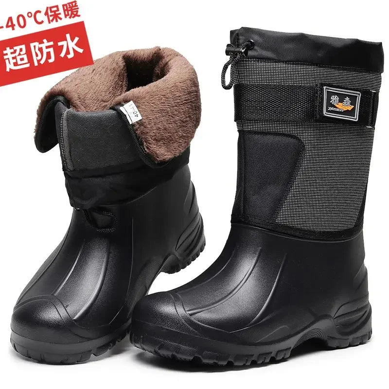 Work Boots for Men Waterproof 2024 Spring New Non-slip Fishing Boots Comfortable Farm Men Boots Winter Plus Cotton Rain Shoes