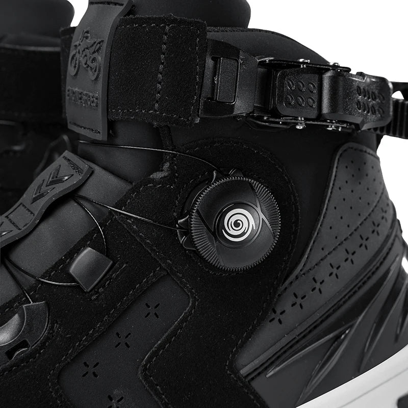 New Men's Motorcycle Boots Ankle Motocross Racing Shoes black Breathable Biker Boots Anti-slip Shoes Leather Motorcyclist Boots