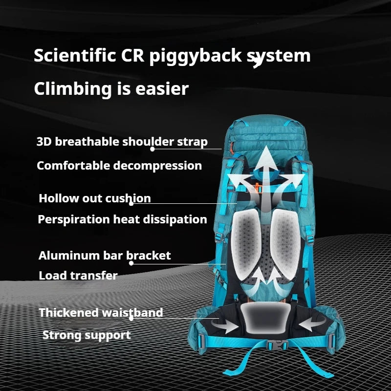 Naturehike Hiking Backpack Waterproof 45/55/65L Knapsack Climbing Travel Outdoor Sports Large Capacity Nylon Bag With Rain Cover