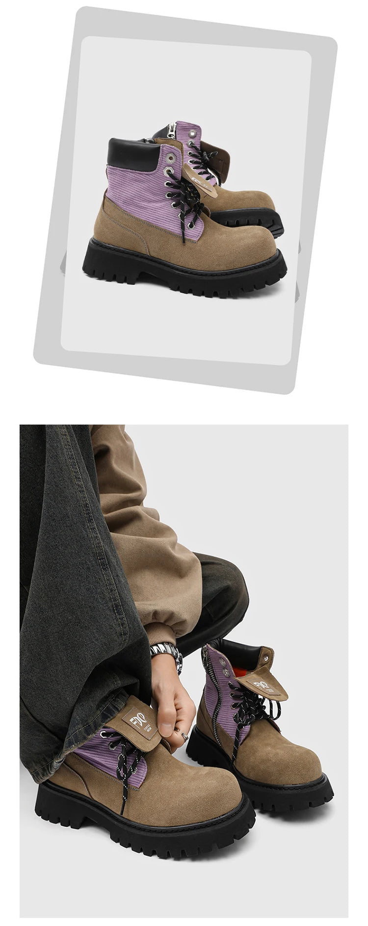 High quality Luxury Leather Boots Man Yellow High top Shoes Winter Men's Ankle Boots Street Motorcycle Shoes botas para hombre