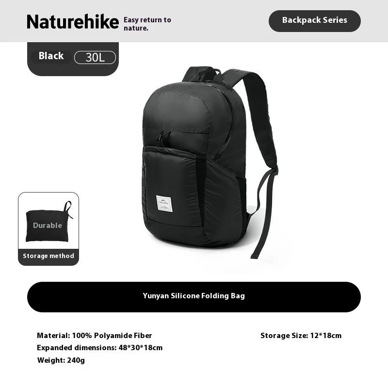 Naturehike 25L/30L Folding Backpack 30D Nylon Silicone Waterproof PU2000+ Outdoor Travel Climbing Hiking Ultralight Shoulder Bag