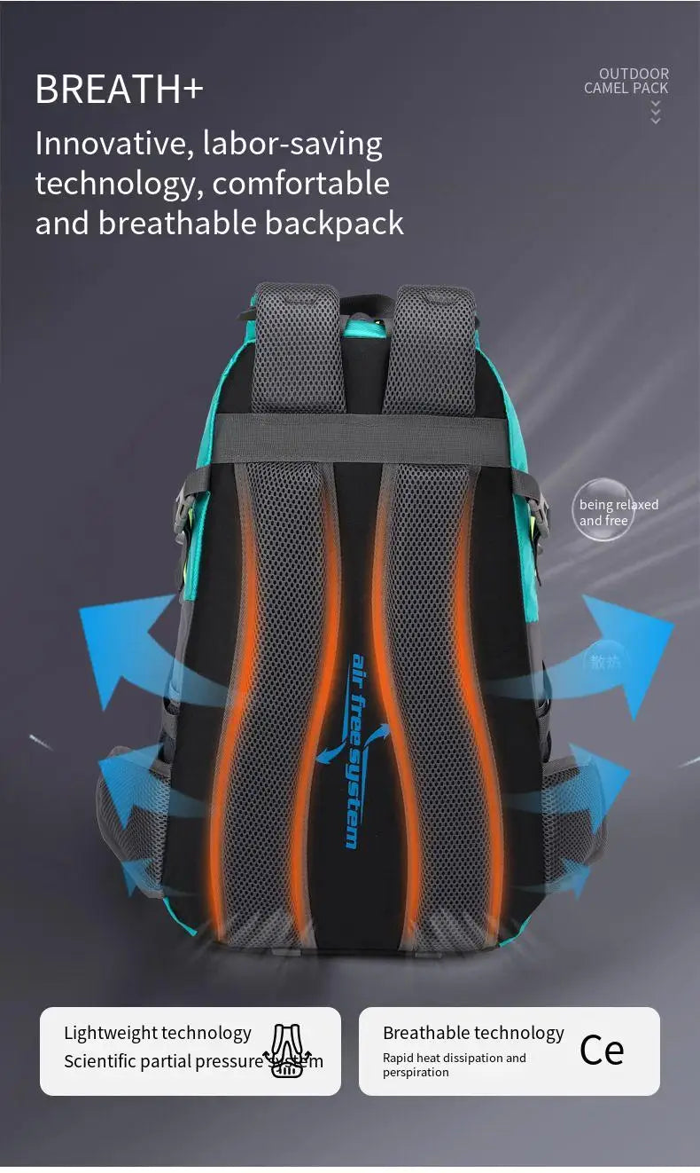 Men Women Outdoor Camping Travel Backpack 40L Water Repellent Climbing Hiking Laptop Daypack Trekking Reflective Strip Back Bags