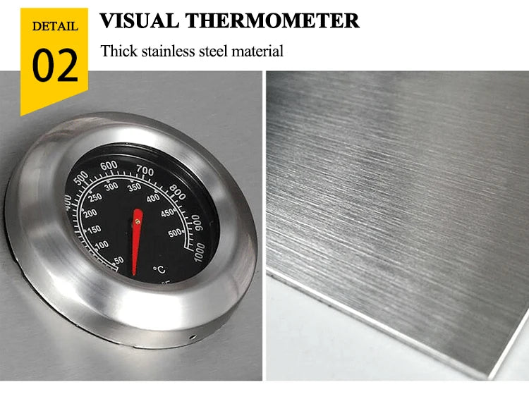 Burner Gas or Charcoal Barbecue Grill for Home Garden Outdoor Parties Vertical Design for Easy Use