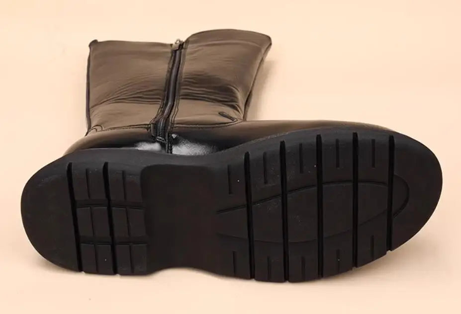 Size 38-43 Top Quality Mid Calf Punk Style Motorcycle Riding Boots Men Shoes Fall Winter Flat Heels Long Boots Male