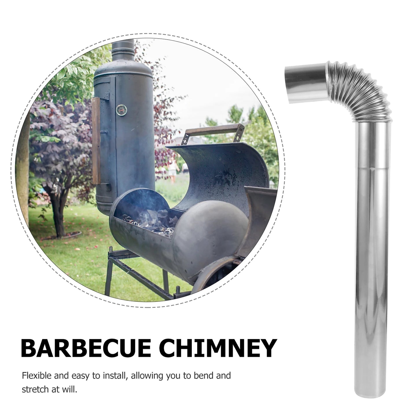 Flexible Stainless Steel Exhaust Pipe Chimney Flue for Stove Vent Hose Outdoor Camping Metal Replacement Parts Kitchen for BBQ